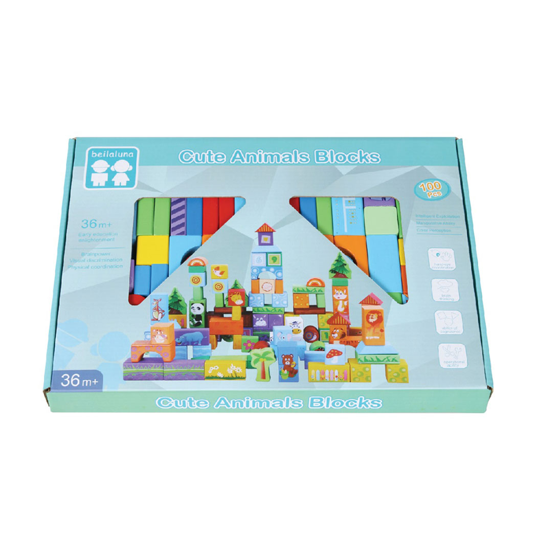 Дерев'яний конструктор Shantou Jinxing Cute Animals Blocks, від 3 років, 100 деталей (C9443)